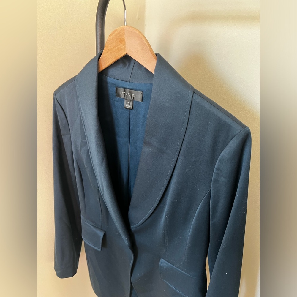 St. John Single Button Wool Blazer - image 2